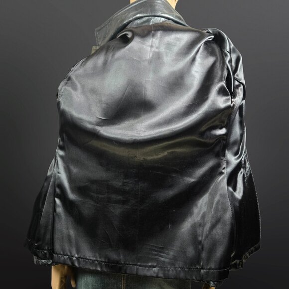 Vintage 70s Black Leather Blazer Jacket Womens Size S Rocker Grunge - Picture 7 of 8